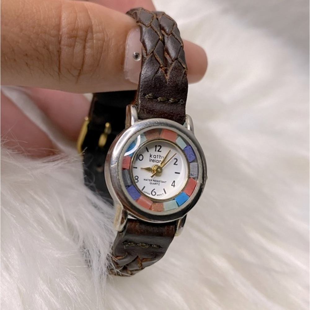 Kathy Ireland Watch Silver Tone & Brown